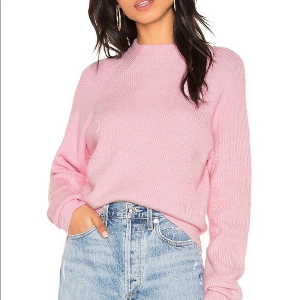 Free People Too Good Knit Pullover Sweater Small Medium Mock Neck Bubblegum
